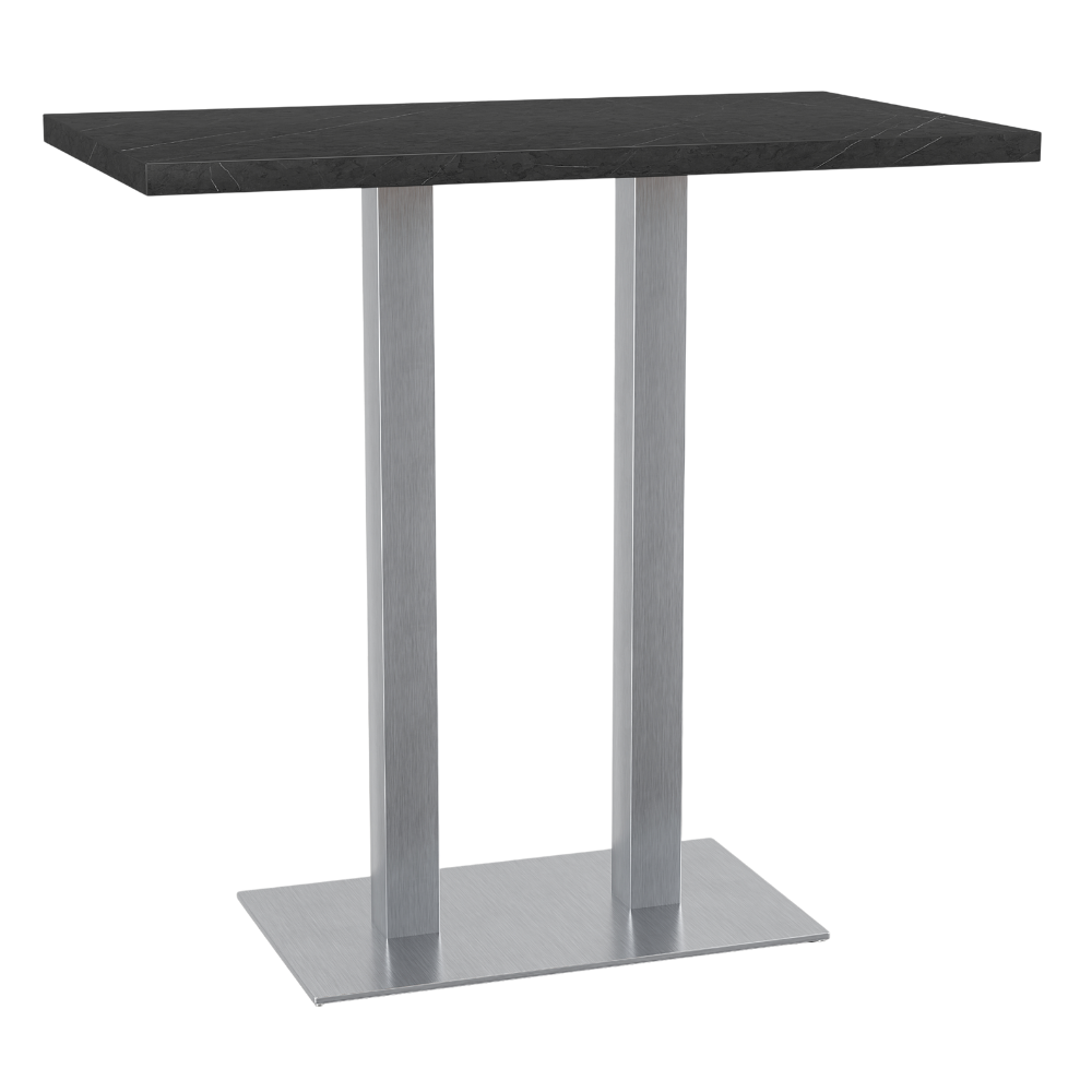 Horeca bartafel 120x80 cm | donker marmer | roestvrijstalen onderstel