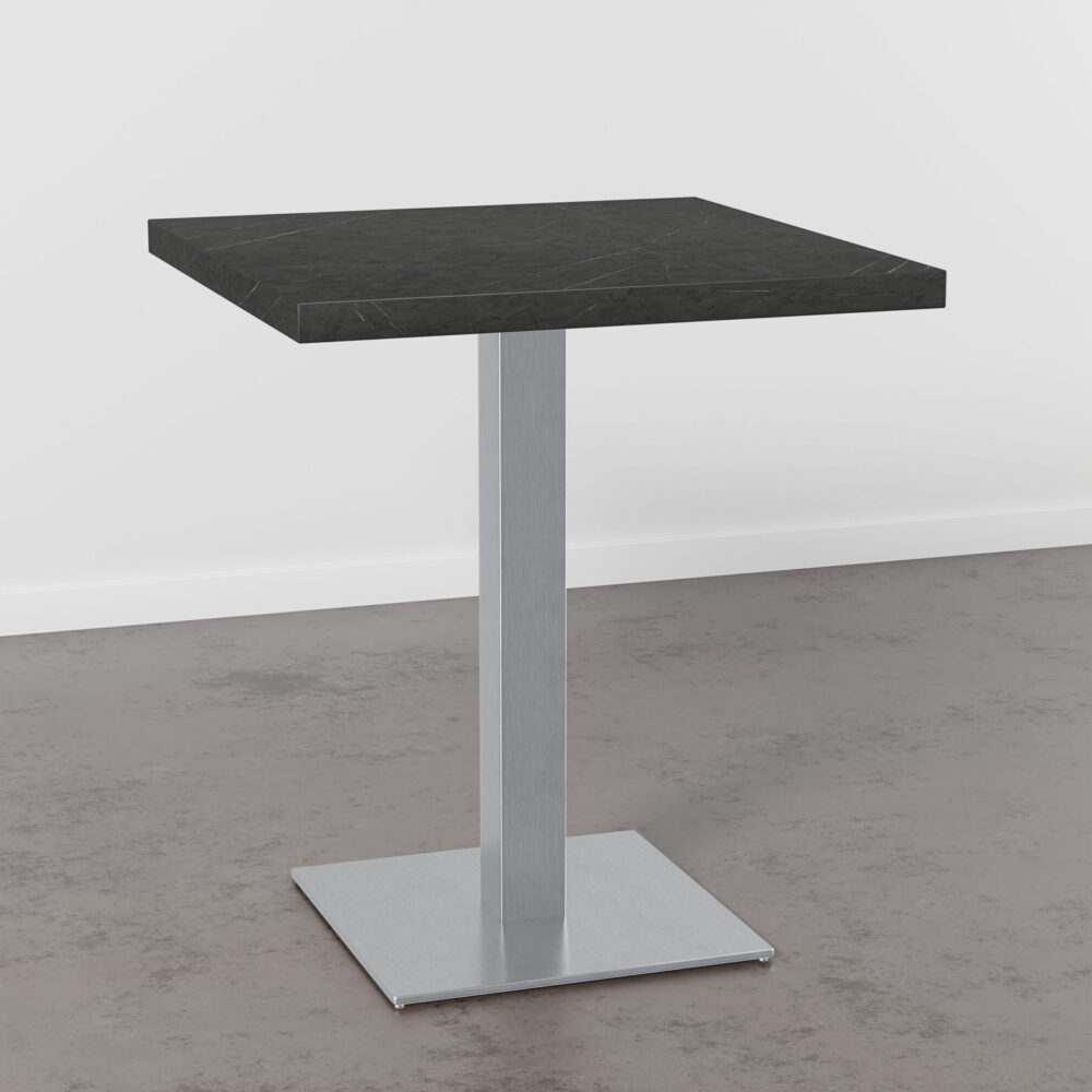 Horecatafel 50x50 cm | Donker marmer | Onderstel van premium roestvrij staal
