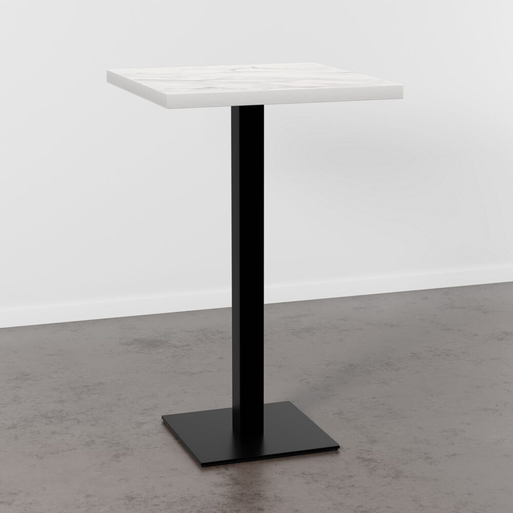 Horeca bartafel 50x50 cm | marmer wit | gietijzeren onderstel