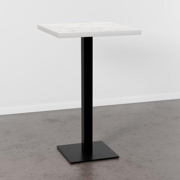 Horeca bartafel 50x50 cm | marmer wit | gietijzeren onderstel