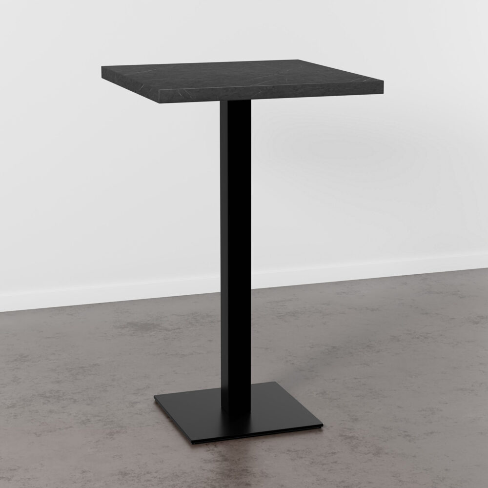 Horeca bartafel 50x50 cm | donker marmer | gietijzeren onderstel