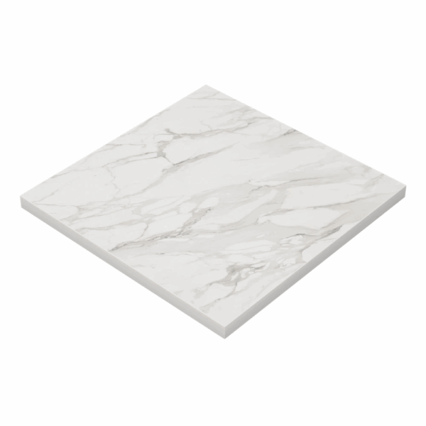 Premium horeca tafel 50x50 cm | marmer wit | met roestvrijstalen voetsteunen - Afbeelding 3