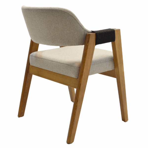 Elva restaurantstoel | massief notenhout | met armleuningen | beige horeca stoel - Afbeelding 2