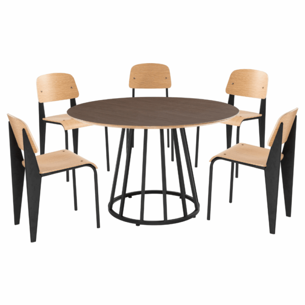Horeca houten stoel Lumo | zitschaal eiken HPL | metalen frame - Afbeelding 11