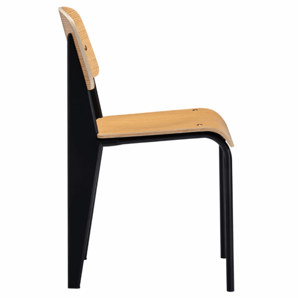 Horeca houten stoel Lumo | zitschaal eiken HPL | metalen frame - Afbeelding 4