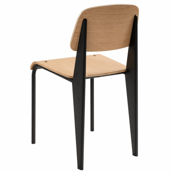 Horeca houten stoel Lumo | zitschaal eiken HPL | metalen frame - Afbeelding 2