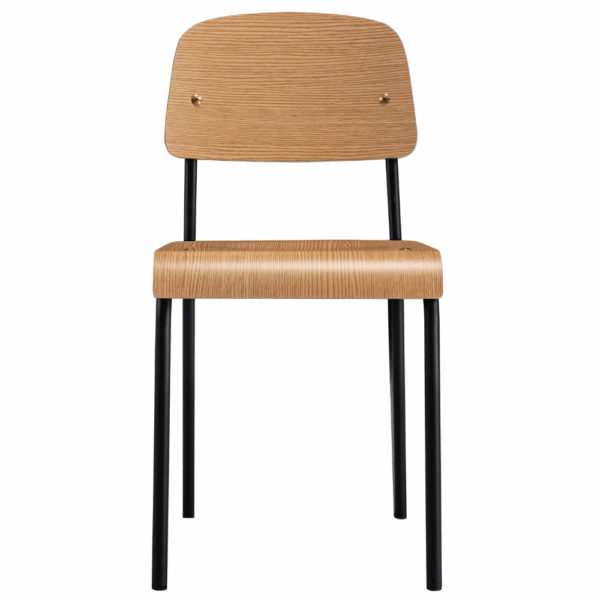 Horeca houten stoel Lumo | zitschaal eiken HPL | metalen frame - Afbeelding 3