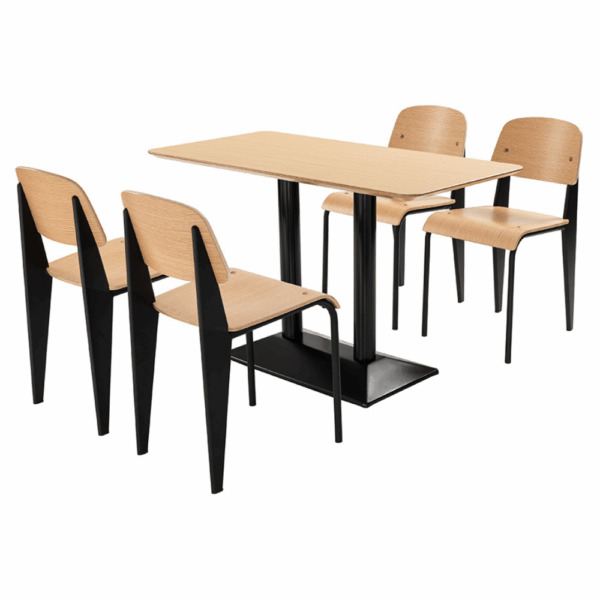 Horeca houten stoel Lumo | zitschaal eiken HPL | metalen frame - Afbeelding 10