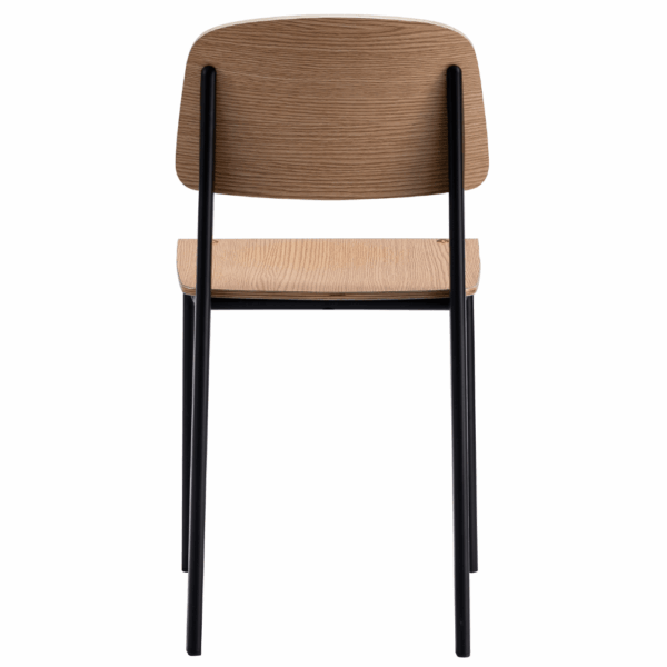 Horeca houten stoel Lumo | zitschaal eiken HPL | metalen frame - Afbeelding 5