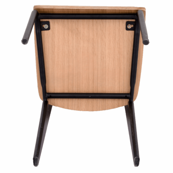 Horeca houten stoel Lumo | zitschaal eiken HPL | metalen frame - Afbeelding 12