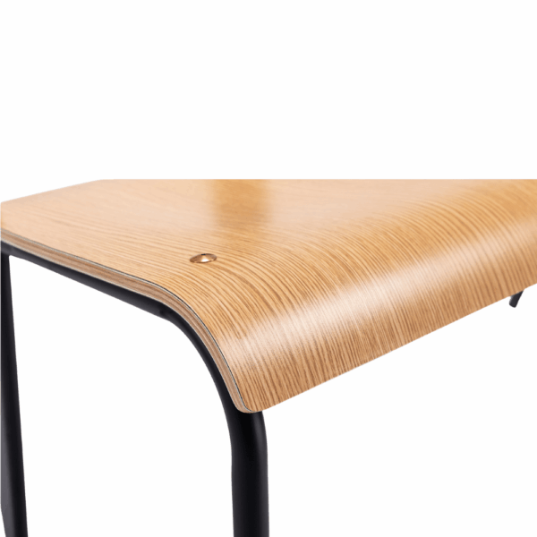 Horeca houten stoel Lumo | zitschaal eiken HPL | metalen frame - Afbeelding 7